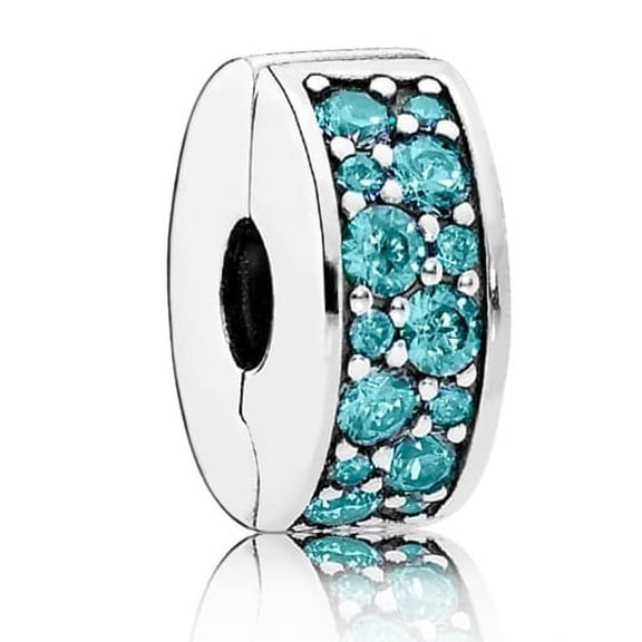 Teal Shining Elegance Spacer Clip Charm - 791817MCZ