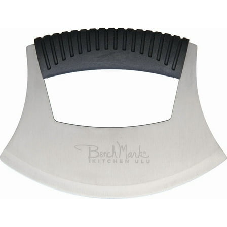 Benchmark Kitchen Black Handle Stainless Fixed Ulu Knife 117