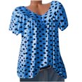 thumbnail image 2 of Hauts pour Femmes, Chemises d'Été à Manches Courtes pour Femmes, Tunique Décontractée Imprimée, Chandail à Col en V, Chemise Blouse à Manches Courtes pour Femmes, Tendance en Liquidation, 2 of 7
