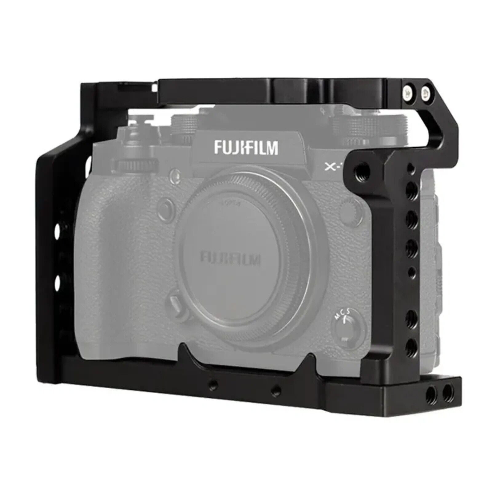 Camera Cage for Fujifilm XT2 XT3 – Aluminum Alloy Video Rig with Quick Release Plate, Cold Shoe Mounts, and 1/4" & 3/8" Threads for Vlogging, Filmmaking, and Live Streaming