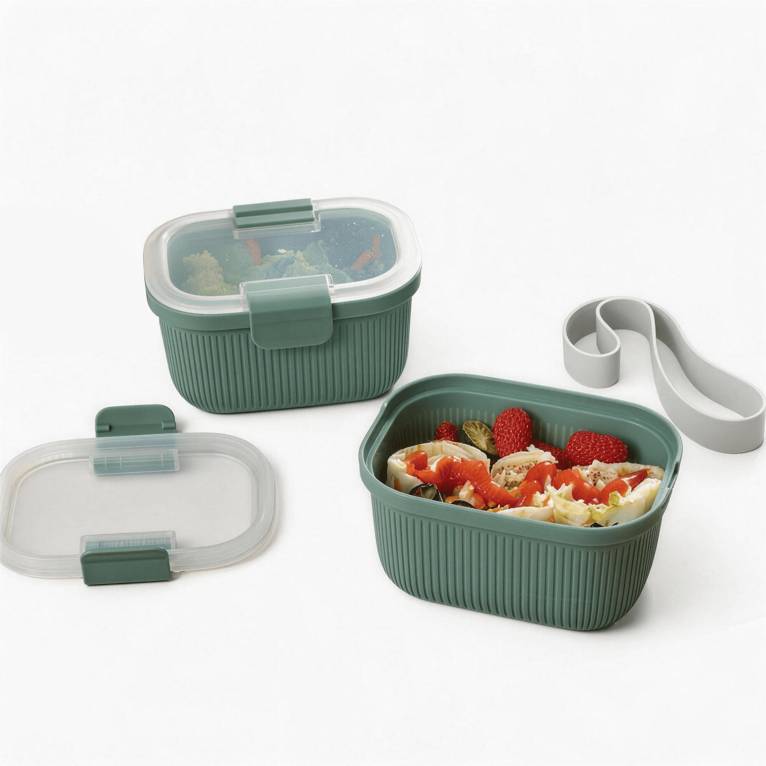 Mainstays Food Storage Snack Container, Rectangle, Green, 19oz