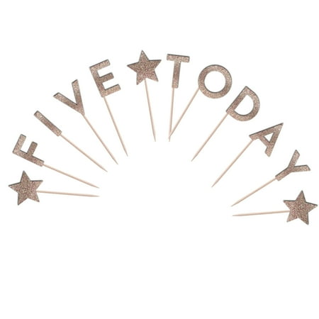 Five Today Cupcake Toppers Glitter Cardstock Set of 12 pcs