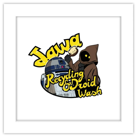Gallery Pops Star Wars - Humor Jawa Recycling Wall Art, White Framed Version, 12" x 12"