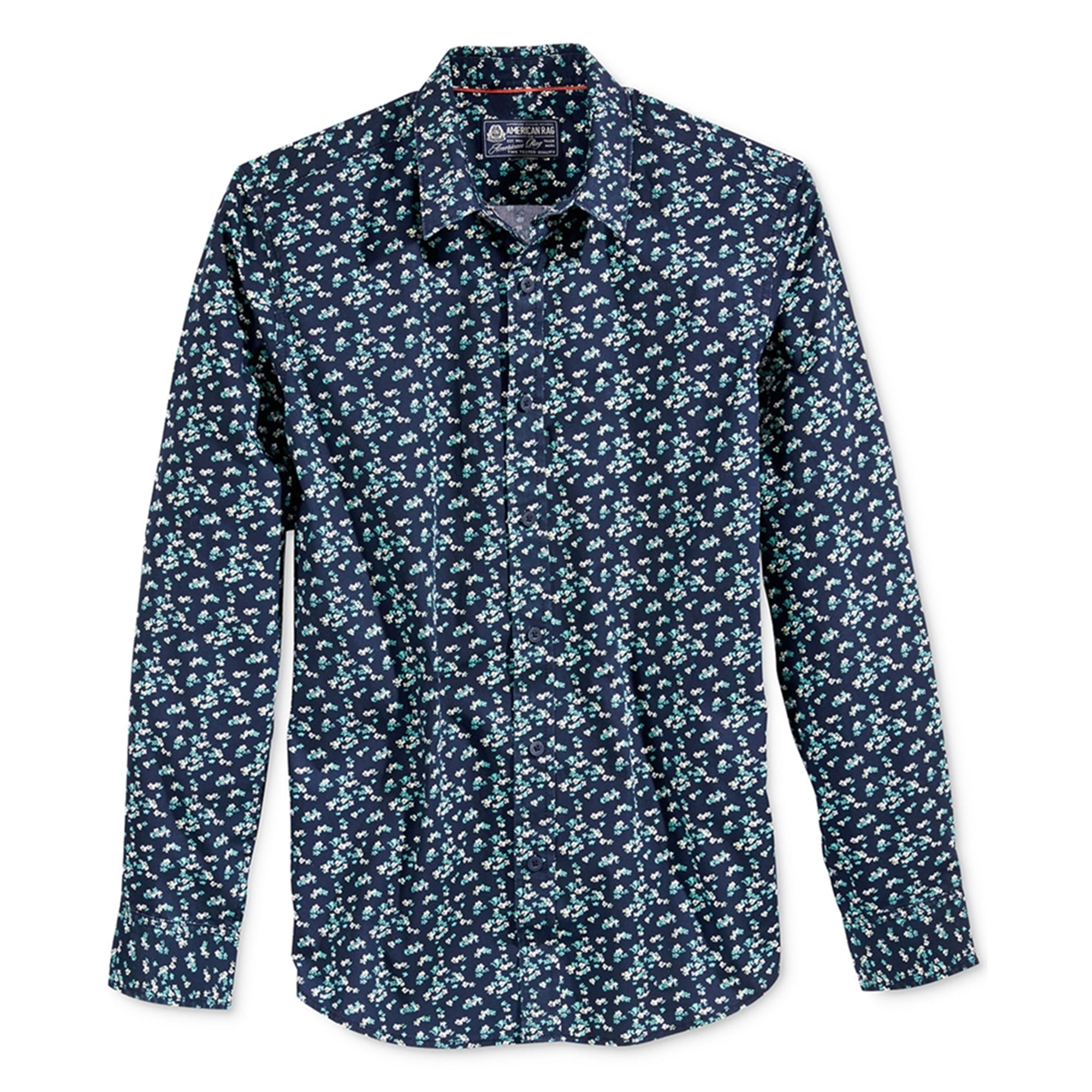 American Rag American Rag Mens Floral Button Up Shirt, Blue, Small