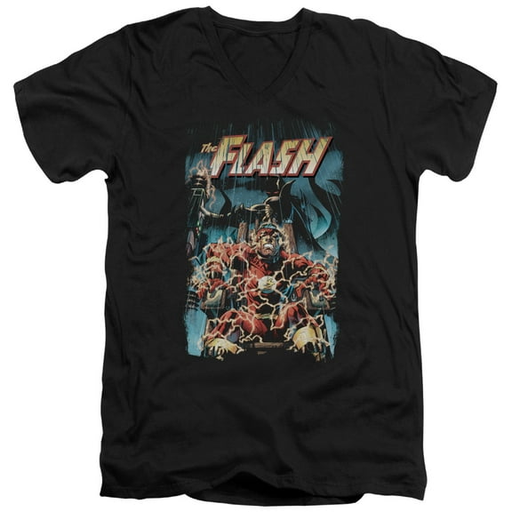JLA Justice League Electric Chair S/S Adult V-Neck 30/1 T-Shirt Black