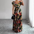 thumbnail image 2 of 2026 New European and American Style Women's V Neck Ruffle Short Sleeve Self Tie Waist Floral Print Pleated Maxi Dress, 2 of 5
