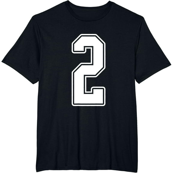 t-shirt #2 White Outline Number 2 Sports Fan Jersey Style Football t-shirt mens t shirt，black，women，funny，misfits，men，journey
