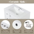 thumbnail image 5 of Christopher Knight Home 30" Bathroom Vanity with Ceramic Sink, Multifunctional Storage, Soft Close Door, White, 5 of 13