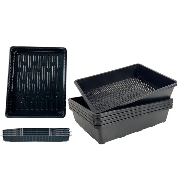 BeGrit Seed Starter Trays, 15"x12" Mesh Trays with Bases - Heavy Duty Plastic for Microgreens, Bonsai Training, Succulent Propagation (5 Packs)