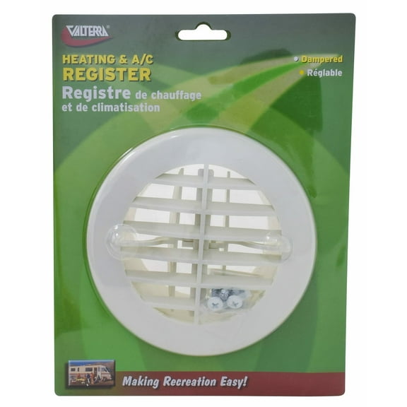 Valterra A10-3350VP Rotating/Dampered Heating and A/C Register - 4" ID x 5-3/8" OD, White