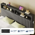 thumbnail image 4 of Greenstell Queen Bed Frame with LED Light & Platform Bed with Upholstered Storage Headboard USB Ports & Charging Station, Dark Gray, 4 of 8