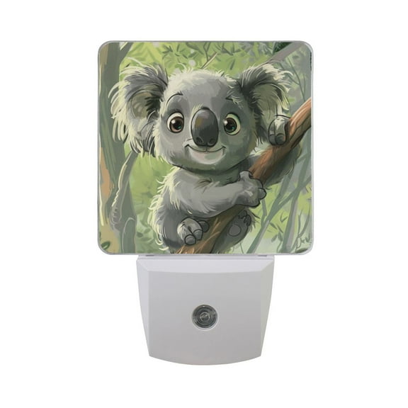 Koala Lying on Trees Cartoon LED Night Light with Smart Sensor Plug Into Wall Dusk to Dawn 2 packs