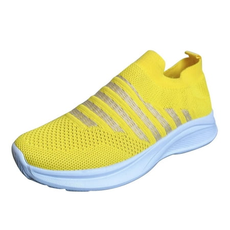 

Casual Shoes for Women Stripe Sneaker for Women Mesh Running Shoes Athletic Tennis Walking Shoes Fly Woven Breathable Sneakers Sport Shoes Knit Running Shoes Women Casual Shoes Cloth Yellow 39