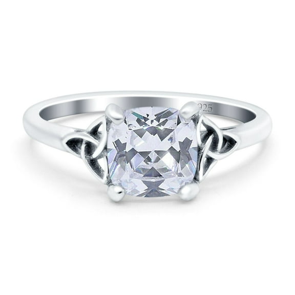 Celtic Art Deco Wedding Band Round Ring CZ 925 Sterling Silver Size 5