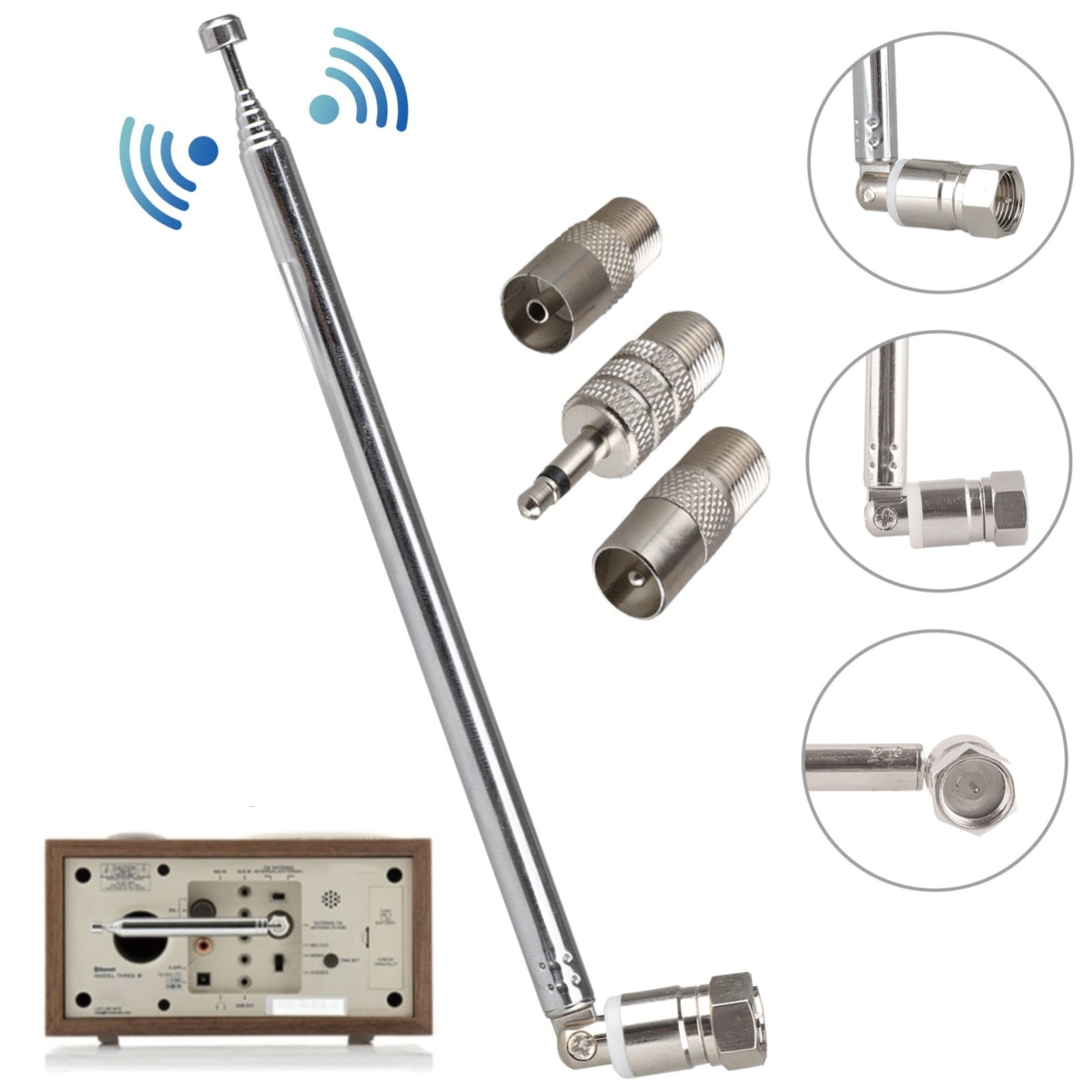 F Typ Radio Teleskopantenne 75 Ohm mit TV 3,5 mm Adapter $jP2a F Typ Radio Teleskopantenne 75 Ohm mit TV 3,5 mm Adapter $jP2a