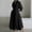 *Black, variant on ClodeEU Women's Linen Blend Collared V Neck High Waist Long Sleeve Maxi Dress ,Solid Color Casual Loose Fit Dress Beige,Women's Plus L