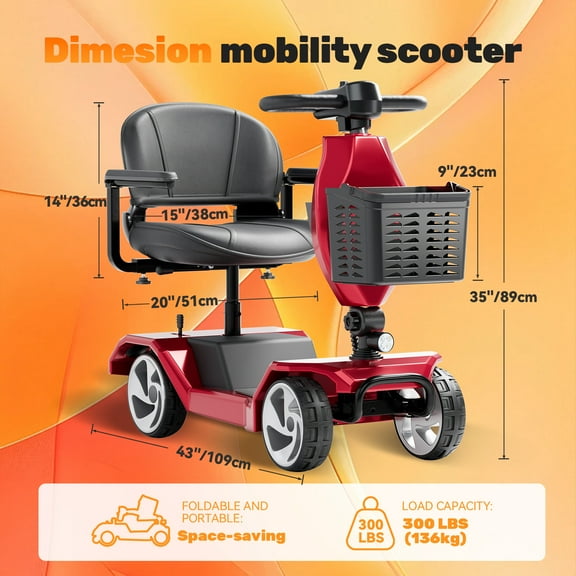 Edcsi  Travel Folding Mobility Scooter - Collapsible Electric Wheelchair for Adults & Seniors, Lightweight Compact Power Chair, Motorized Mobility Solution