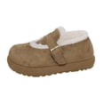thumbnail image 2 of Women’s Fuzzy Lined Platform Mary Jane Shoes, Round Toe Suede Winter Warm Loafers, Adjustable Buckle Strap Non‑Slip Chunky Sole Cozy Slip‑On Shoes, 2 of 5