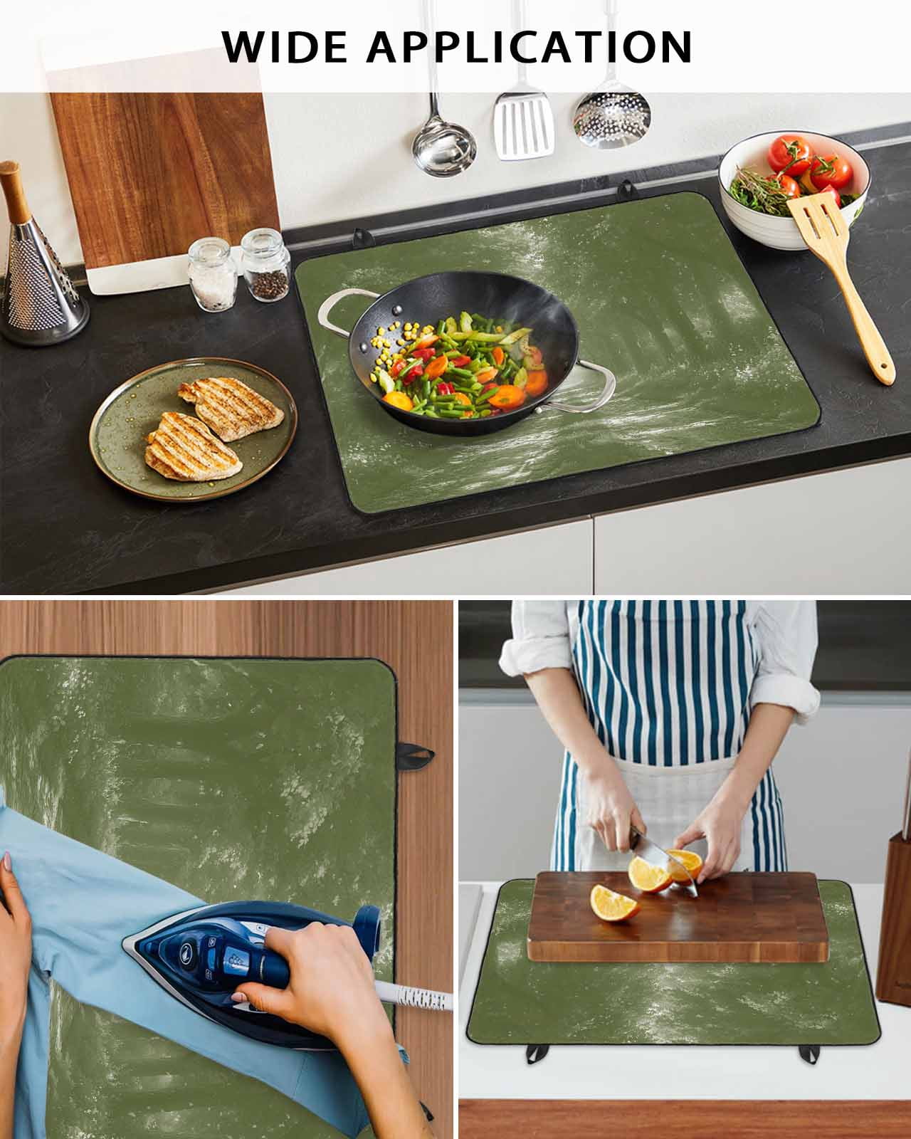 nqOlkjepod Large Induction Cooktop Protector Mat 36"x21", Sage Green Trees Stove Top Covers for Electric Stove, Forest Art Decor Spring Summer Nature Leaf Stove Burner Cover Mats Stove Cover