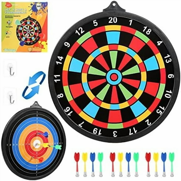 Magnetic Dart Board w/ 12 Darts, Kids Dartboard Gifts, Safe Indoor Outdoor Games for Kids 8-12, Teen Gifts for 6 7 8 9 10 11 12 13 14 Year Old Boys Girls