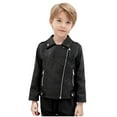thumbnail image 4 of OGLCCG Boys Leather Jacket Kids Full Zipper Motorcycle Biker Jacket with Pockets Trendy Solid Color Cropped Faux Leather Coat 3-14 Years, 4 of 5