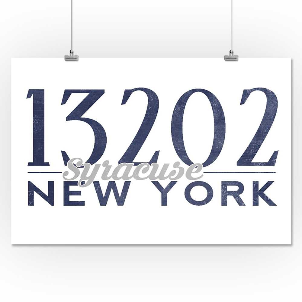Syracuse, New York 13202 Zip Code (Blue) Lantern Press Artwork