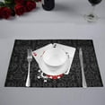 thumbnail image 2 of MKHERT Aces Playing Poker Cards and Casino Poker Chips On Black Damask Placemats Table Mats for Dining Room Kitchen Table Decoration 12x18 inch,Set of 6, 2 of 4
