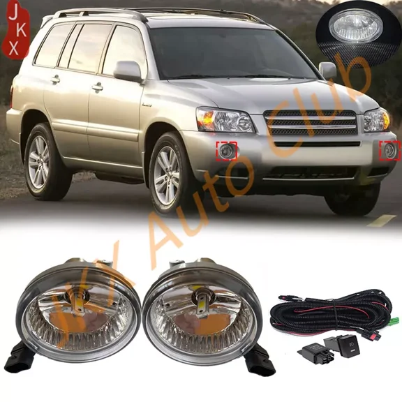 Pair Bumper LED Fog Lights Lamps W/Wiring Suit For Toyota Highlander 2004-2007