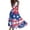 Red, variant on Women's Stylish V-Neck Sleeveless Dress Independence Day Themed Print, Casual Long Sundress for Beachwear and Holiday Celebrations,Black L