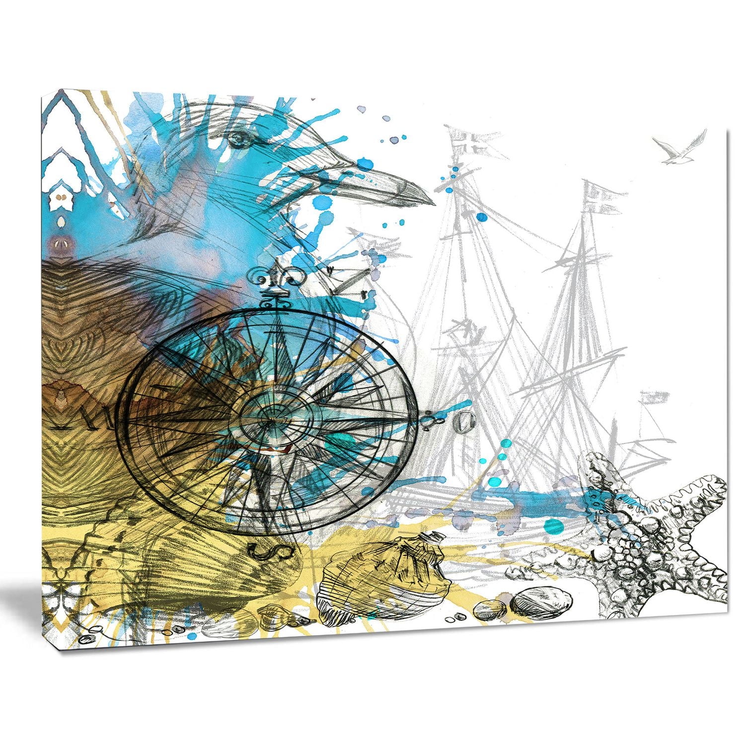 Design Art Marine Background Illustration Art Canvas Print