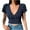 Dark Blue#modest workout tops for women, variant on Cute Fitted Crop Tops for Women Summer Casual Wrap V Neck Soft Short Sleeve Boho Tees Slim Stretch Lightweight Shirts with Trendy Floral Print Army Green,M
