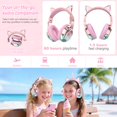 thumbnail image 3 of Auriculares Bluetooth para niños con orejas de gato QearFun, 60 horas de reproducción, 3 of 7