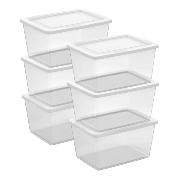 Caja de almacenamiento Sterilite de 58 qt, transparente, apilable, 59 x 42 x 30 cm