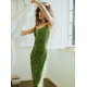 thumbnail image 5 of TEELYNN Vintage verde terciopelo quemado flor vestidos de tirantes largos mujeres bata sexy sin espalda sin mangas ajustado Boho vestido de playa señoras, 5 of 5