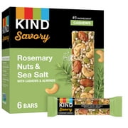 KIND Savory Nut Bars, Gluten Free Snacks, Rosemary Nuts & Sea Salt, 8.4oz Box (6 Bars)