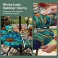 thumbnail image 5 of Round Outdoor Tablecloth with Umbrella Hole and Zipper, Orange Blue Spring Floral Tablecloth with Elastic Waterproof, Daisy Wildflowers Pastoral Patio Table Covers for 55" - 60" Picnic Pool Tables, 5 of 9