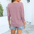 thumbnail image 4 of CLOISE Womens Shirts Fall Cute Striped Tees Crewneck 3/4 Sleeve Tops Oversized Colorblock Basic Shirts Flowy Clothes Pink 2XL, 4 of 6