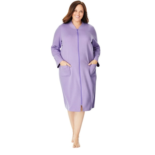 Dreams & Co. Plus Size Quilted Zip-Front Robe Nightgown - Walmart.com