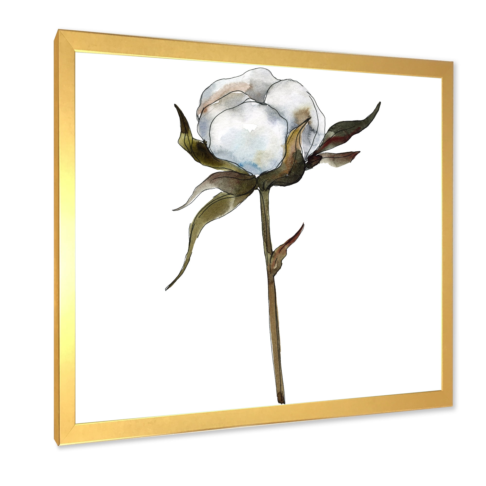 Designart 'Cotton Flower Retro Style' Traditional Framed Art Print
