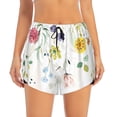 thumbnail image 2 of Gukieu Wildflowers Print Women's Sports Shorts with Drawstring Elastic Waistband for Running, Yoga, Fitness-X-Large, 2 of 7