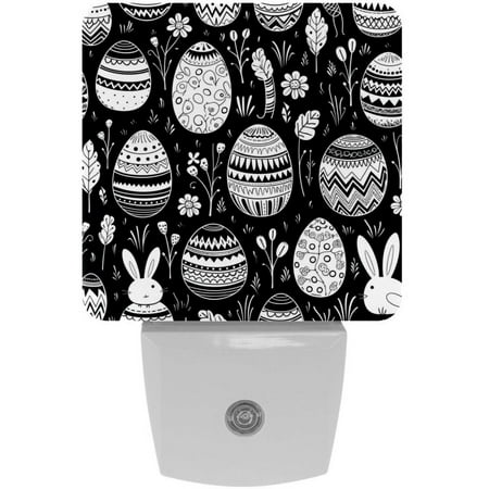 

Black and White Easter Square LED Night Lights - Small Portable Lighting for Any Room - Energy Efficient & Long-lasting - for Bedroom Bathroom and Hallway