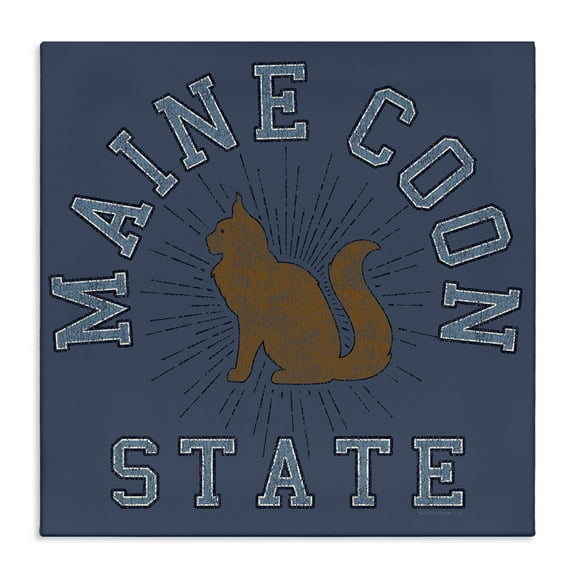 Stupell Industries Vintage Maine Coon State Novelty & Humor Painting Wrapped Canvas Art Print Wall Art, 17 x 17