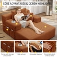thumbnail image 4 of CARZZI LIFE 60 Inch Oversized Chaise Lounge Chair Indoor, Corduroy Boneless Chaise with Armrests & Backrest /2 Pockets /3 Pillows, Lounge Sofa Bed for Adults Living Room (Orange), 4 of 8
