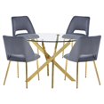 thumbnail image 1 of Rond 45 "x 45" 5pc Clair Verre Dînette Sertie de Chaises Gris Foncé, 1 of 7