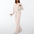 thumbnail image 3 of SUNBS Two Piece Sets for Women Lounge Sets Long Sleeve Tops Wide Leg Pants Fall Casual Vacation Travel Outfits with Pockets, 3 of 8