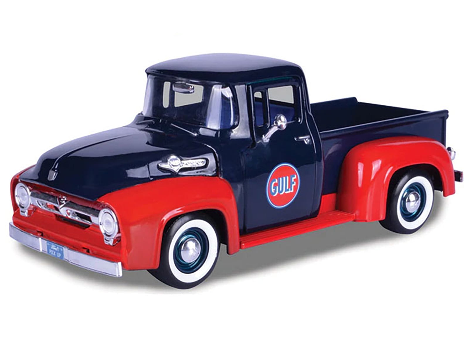 1956 Ford F-100 Pickup Truck "Gulf" Dark Blue and Red 1/24 Diecast Model Car by Motormax