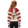 thumbnail image 2 of Xixirimido Rooster Christmas Stripes Pattern Half Zip Sweatshirt for Girls Long Sleeve Pullover Crop Tops with Pocket Kids Hoodie Fall Winter Clothes Size 7-8, 2 of 7