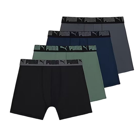 PUMA MEN'S 4 PACK - BBOX 263 GREEN BLUE XLARGE - BOXER BRIEF UNDERWEAR PERFO