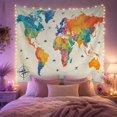 thumbnail image 2 of World Map Among Planes, Ships and Flight Paths, Adventurous Watercolor for Travel Lovers, Geography Wall Art, Graduation Gift, Tapestry Wall Hanging for Bedroom and Study Room, 2 of 7