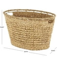 thumbnail image 3 of DecMode 30" x 17" Brown Seagrass Handmade Woven Oval Storage Basket with Elevated Rim and Slot Handles, 1-Piece, 3 of 9